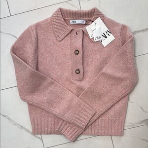 Zara Pink Crew Neck Sweater Soft Knit